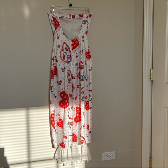 For Love & Lemons Daisy Mae Midi Dress in Red Motif - Picture 10 of 14